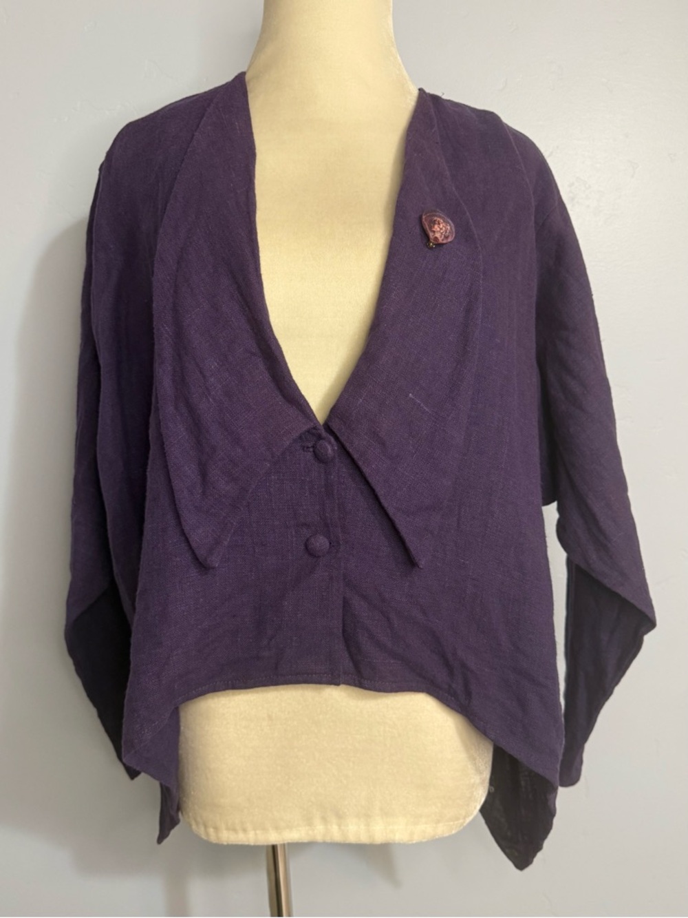 Swallowtail Hemp Oversized Cardigan with Brooch Made in the USA